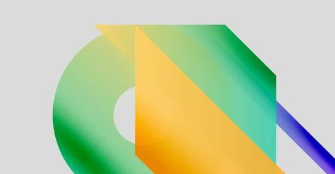 Abstract geometric shapes overlap, creating vibrant color gradients. Composition Stock Illustration