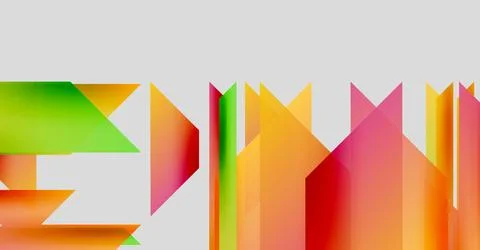 Abstract geometric shapes overlap, creating vibrant color blocks. Composition Illustrazione stock