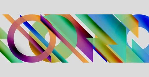 Abstract geometric shapes overlap, creating vibrant color gradients. Lines 스톡 일러스트