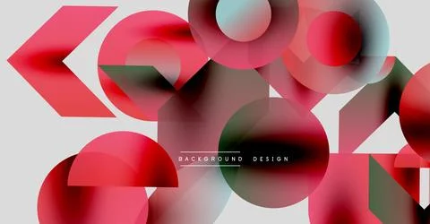 Abstract geometric shapes overlap, creating vibrant red, green, blue composition 库存插图