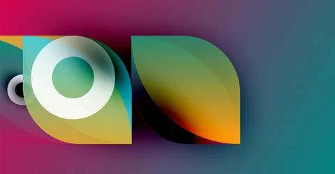 Abstract geometric shapes overlap, creating vibrant color gradients. Composition 스톡 일러스트