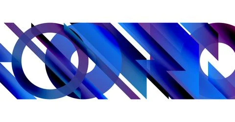 Abstract geometric shapes overlap, creating dynamic blue gradients. Modern Stock Illustration
