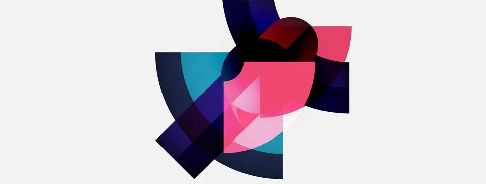 Abstract geometric shapes overlap, creating vibrant color blends. Composition 스톡 일러스트