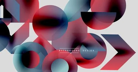 Abstract geometric shapes overlap, creating dynamic red, blue, white composition Illustrazione stock