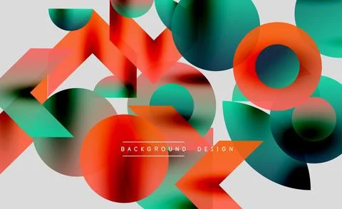 Abstract geometric shapes overlap, creating vibrant color gradients. Red, teal, 库存插图