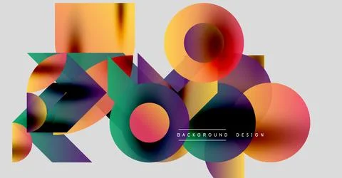 Abstract geometric shapes overlap, creating vibrant color gradients. Design Illustrazione stock