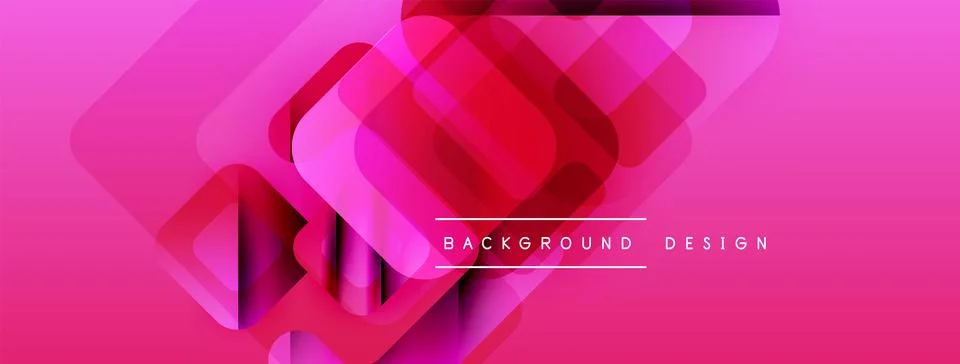 Abstract geometric shapes overlap, creating vibrant pink gradient background. 스톡 일러스트