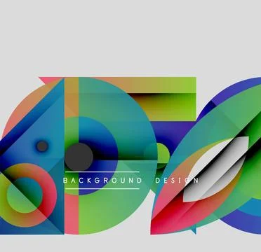 Abstract geometric shapes overlap, creating vibrant colorful background. Modern Illustrazione stock