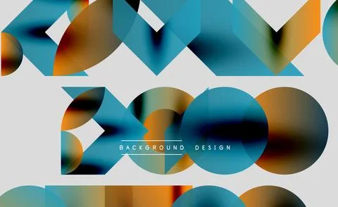 Abstract geometric shapes overlap, creating vibrant color gradients. Design Illustrazione stock