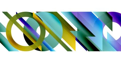 Abstract geometric shapes overlap, creating vibrant color gradients. Lines Stock Illustration