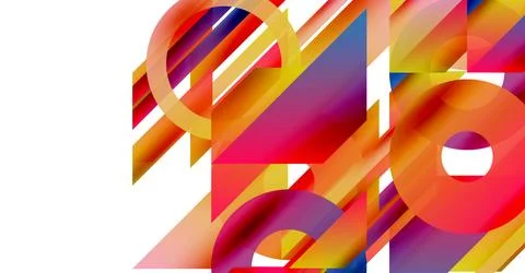 Abstract geometric shapes overlap, creating vibrant colorful composition. Red, 스톡 일러스트