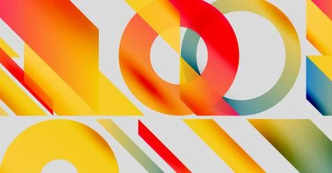 Abstract geometric shapes overlap, creating vibrant color gradients. Composition Illustrazione stock