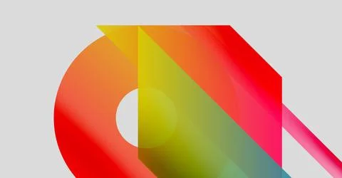 Abstract geometric shapes overlap, creating vibrant color gradients. Composition Illustrazione stock