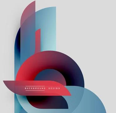 Abstract geometric shapes overlap, creating vibrant color gradients. Modern Illustrazione stock