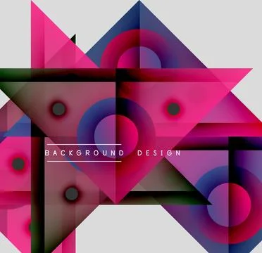 Abstract geometric shapes overlap, creating vibrant colorful starburst pattern. Stock Illustration