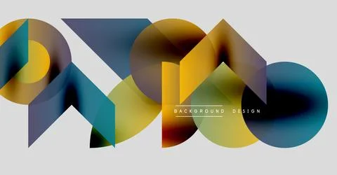 Abstract geometric shapes overlap, creating vibrant color gradients. Modern Stockillustratie