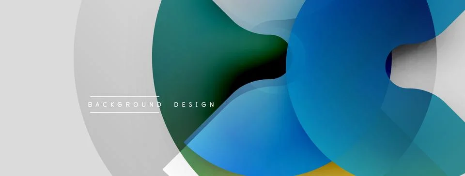 Abstract geometric shapes overlap, creating dynamic color gradients. White space Stock Illustration