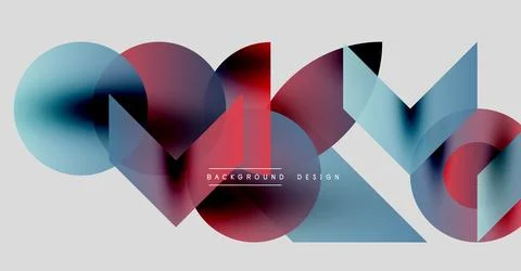 Abstract geometric shapes overlap, creating vibrant color gradients. Design Illustrazione stock