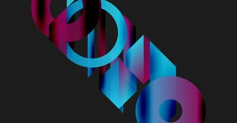 Abstract geometric shapes overlap, creating vibrant blue, pink gradients against Stock Illustration