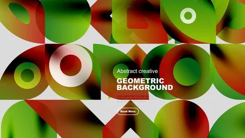 Abstract geometric shapes overlap, creating vibrant colorful background. Modern Illustrazione stock