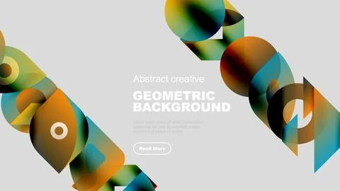 Abstract geometric shapes overlap, creating vibrant colorful background. Text Stockillustratie