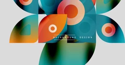 Abstract geometric shapes overlap, creating vibrant color gradients. Modern Illustrazione stock