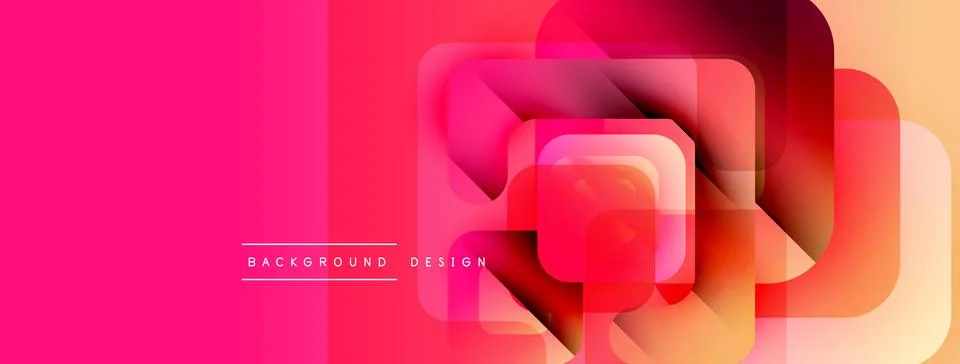 Abstract geometric shapes overlap, creating vibrant gradient effect. Pink, イラスト素材