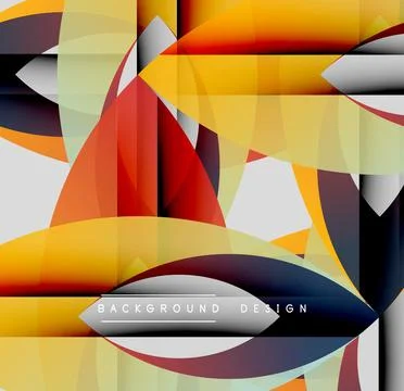 Abstract geometric shapes overlap, creating vibrant color contrasts. Yellow, red Stock Illustration