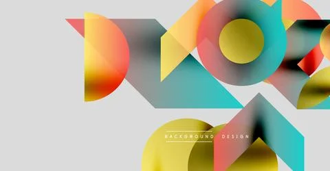 Abstract geometric shapes overlap, creating vibrant color gradients. Modern Illustrazione stock