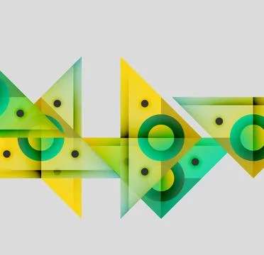 Abstract geometric shapes overlap, creating vibrant green, yellow patterns. Stock Illustration