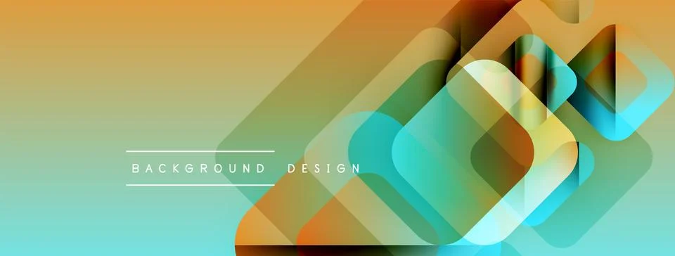 Abstract geometric shapes overlap, creating vibrant gradient background. Text Illustrazione stock