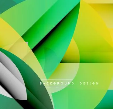 Abstract geometric shapes overlap, creating vibrant green, yellow gradients. Stockillustratie
