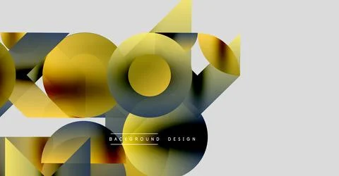 Abstract geometric shapes overlap, creating dynamic gold, navy composition. Stock Illustration