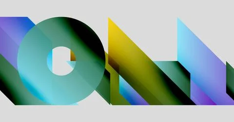 Abstract geometric shapes overlap, creating vibrant color gradients. Composition Ilustración de archivo