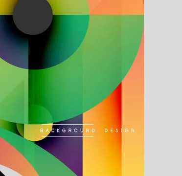 Abstract geometric shapes overlap, creating vibrant color gradients. Modern Illustrazione stock