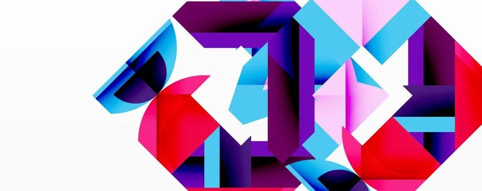 Abstract geometric shapes overlap, creating vibrant color contrasts. Red, blue, Stockillustratie