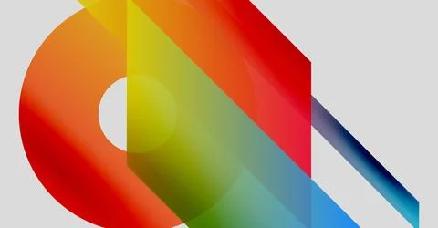 Abstract geometric shapes overlap, creating vibrant color gradients. Composition Ilustración de archivo