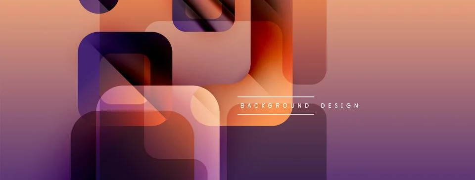 Abstract geometric shapes overlap, creating vibrant gradient effect. Warm colors Stock Illustration