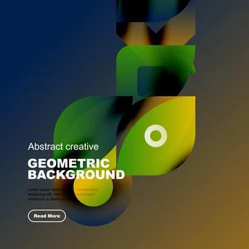 Abstract geometric shapes overlap, creating vibrant gradient background. Text Stock Illustration