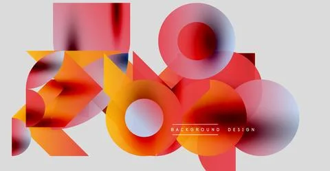Abstract geometric shapes overlap, creating vibrant color gradients. Red, orange Stockillustratie