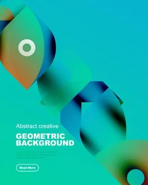 Abstract geometric shapes overlap, creating vibrant teal background. Modern Illustrazione stock