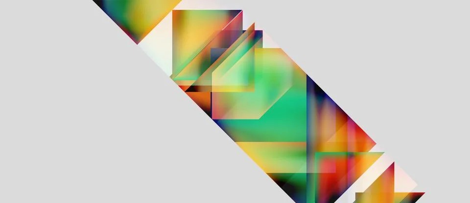 Abstract geometric shapes overlap, creating vibrant color blends. Diagonal Illustrazione stock
