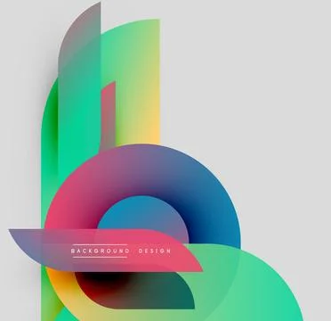 Abstract geometric shapes overlap, creating vibrant color gradients. Modern Illustrazione stock
