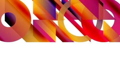 Abstract geometric shapes overlap, creating vibrant color gradients. Composition Illustrazione stock