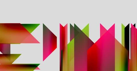 Abstract geometric shapes overlap, creating vibrant colorful patterns. Illustrazione stock