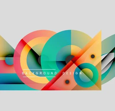 Abstract geometric shapes overlap, creating vibrant colorful composition. Modern Illustrazione stock