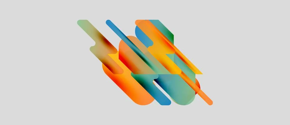 Abstract geometric shapes overlap, creating vibrant color gradients. Composition Illustrazione stock
