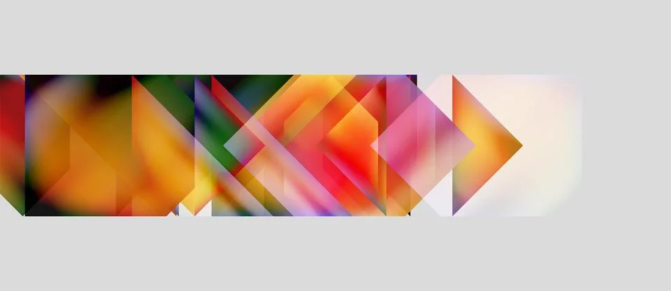 Abstract geometric shapes overlap, creating vibrant color patterns. Warm tones Stock Illustration