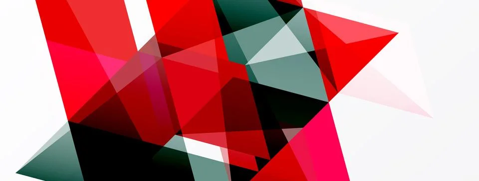 Abstract geometric shapes overlap, creating dynamic red, gray, white compos.. Illustrazione stock