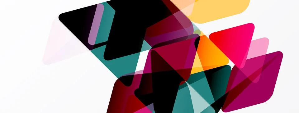 Abstract geometric shapes overlap, creating vibrant color blends. Composition Illustrazione stock